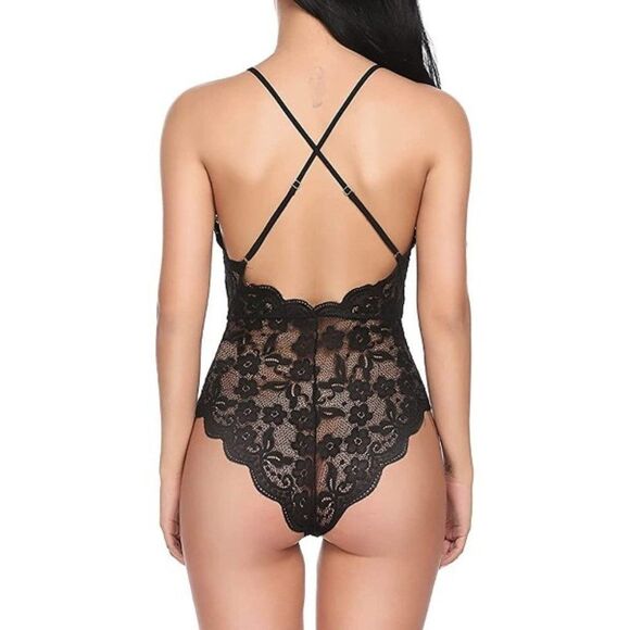 DDO Sexy lace Bodysuit for Women- Black - Picture 2 of 7